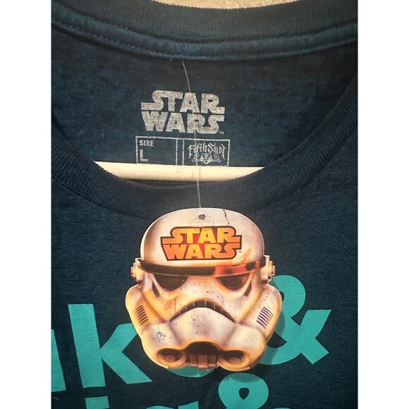 NWT Disney Parks Star Wars Luke Leia Han C-3P0 R2-D2 Chewie Blue Turquoise Tee L - Picture 3 of 4